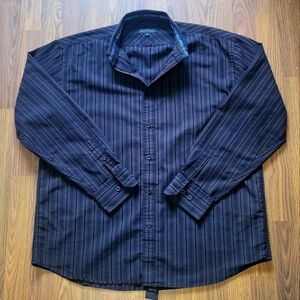 bellissimo Mens Long Sleeve Collard Stripped Dress Shirt Size XL